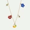 Les Néréides Collier Charm's Fleurs Bleues, Blanches, Rouges, Clémentine Et Papillon