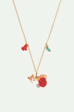 Les Néréides Collier Pendentif Corgi Et Roses Rouges