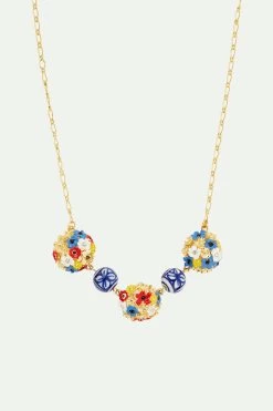Les Néréides Collier Plastron Bouquet De Fleurs Et Perles En Céramique