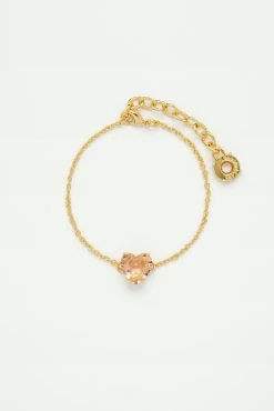 Les Néréides Bracelet Fin Coeur La Diamantine Rose Abricot