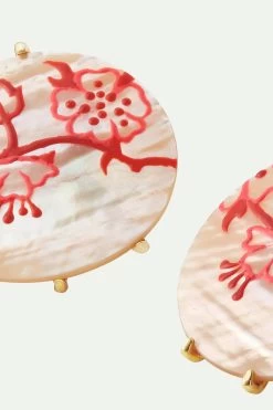 Les Néréides Boucles D'oreilles Tiges Estampe Rouge De Rosier Sur Nacre -Les Néréides fr 87a3067e 5a52 41e1 8a87 51280b991135