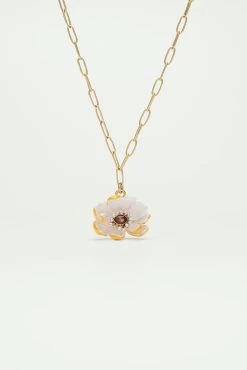 Les Néréides Collier Pendentif Rose Sauvage