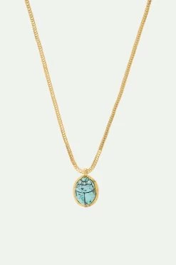 Les Néréides Collier Pendentif Scarabée Turquoise