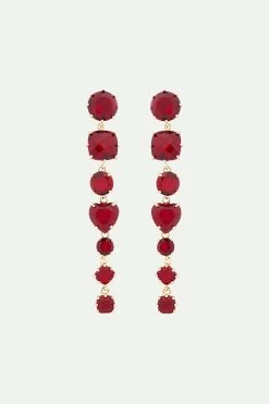 Les Néréides Boucles D'oreilles 7 Pierres La Diamantine Rouge Grenat