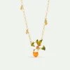 Les Néréides Collier Pendentif Orange, Fleur D'oranger Et Petites Perles