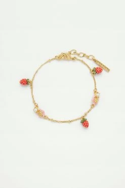 Les Néréides Bracelet Charms Fraises Des Bois Et Fleurs Roses