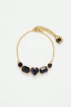 Les Néréides Bracelet Fin 5 Pierres La Diamantine Bleu Nuit Pailleté