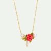 Les Néréides Collier Plastron Rose, Perles De Culture Et Goutte De Verre