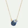 Les Néréides Collier Pendentif Fleur Bleue Et Verre Facetté Rond