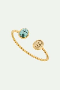 Les Néréides Bracelet Jonc Scarabée Turquoise Et Hiéroglyphes égyptiens