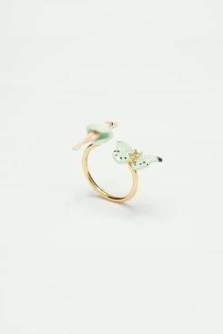 Les Néréides Bague Ajustable Mini Pas De Deux Et Papillon Vert D'eau