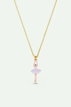 Les Néréides Collier Pendentif Mini Ballerine Lilas Et Blanc