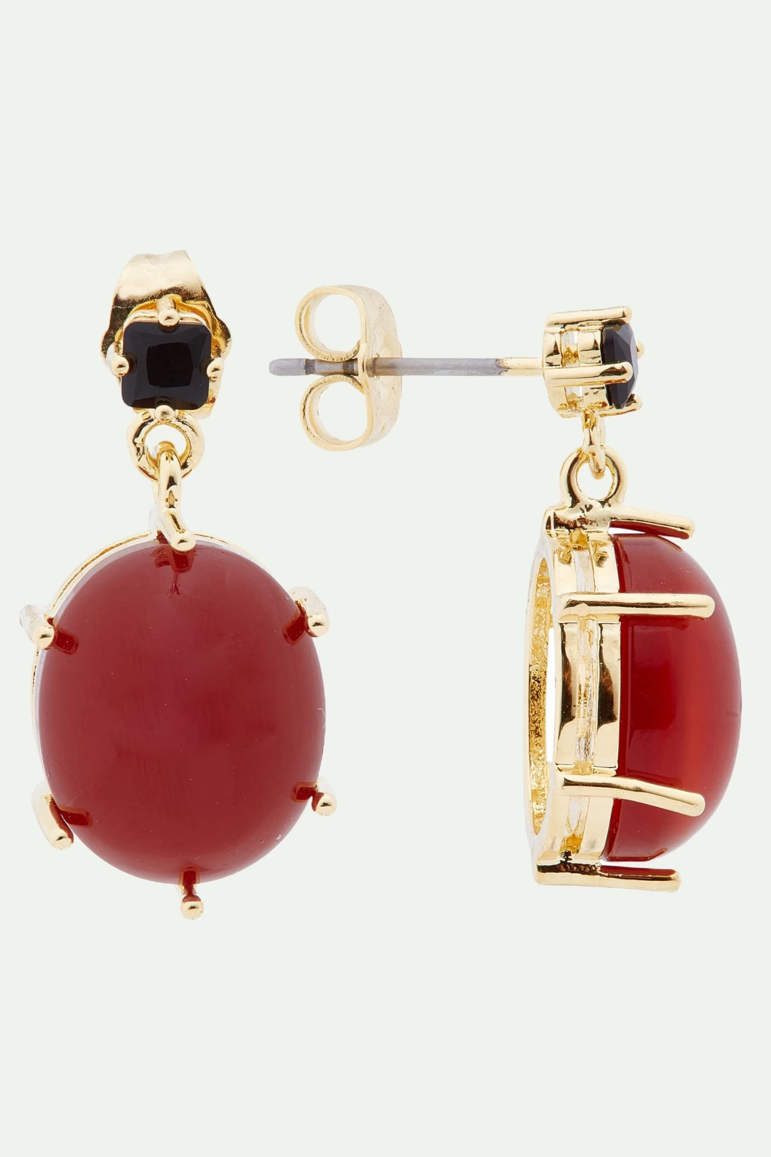 Les Néréides Boucles D'oreilles Tiges Pierre Ovale Rouge 2 Les Néréides Boucles D'oreilles Tiges Pierre Ovale Rouge – Image 2