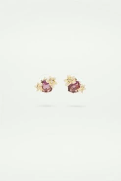 Les Néréides Boucles D'oreilles Fleurs De Vanille Et Verre Facetté