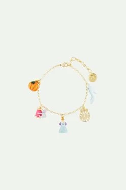 N2 By Les Néréides Bracelet Charm's Citrouille, Bobine De Fil Et Souris, Cendrillon, Horloge Et Soulier