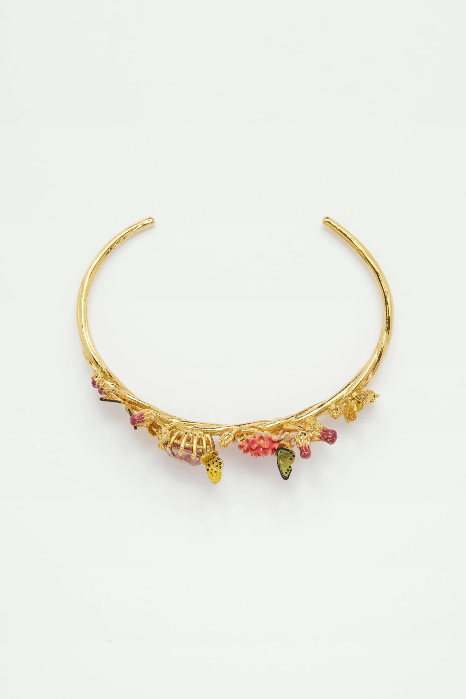 Les Néréides Bracelet Jonc Champs De Papillons, Fleurs Et Pierre Ronde 2 Les Néréides Bracelet Jonc Champs De Papillons, Fleurs Et Pierre Ronde – Image 2