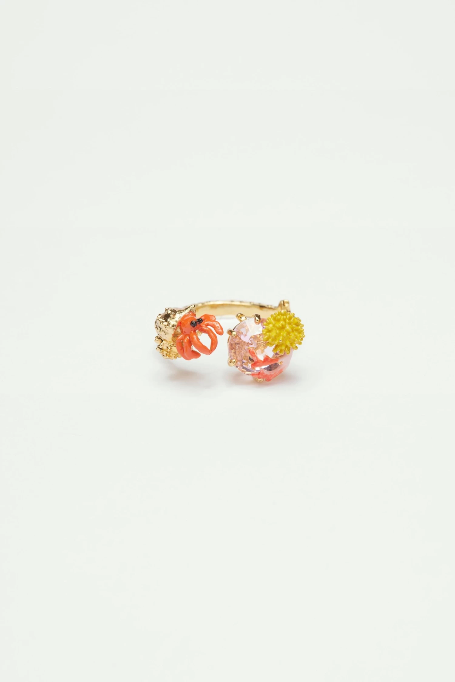 Les Néréides Bague Ajustable Toi Et Moi Bernard L'hermite Et Pierre En Verre Taillé Rose Clair 3 Les Néréides Bague Ajustable Toi Et Moi Bernard L'hermite Et Pierre En Verre Taillé Rose Clair – Image 3