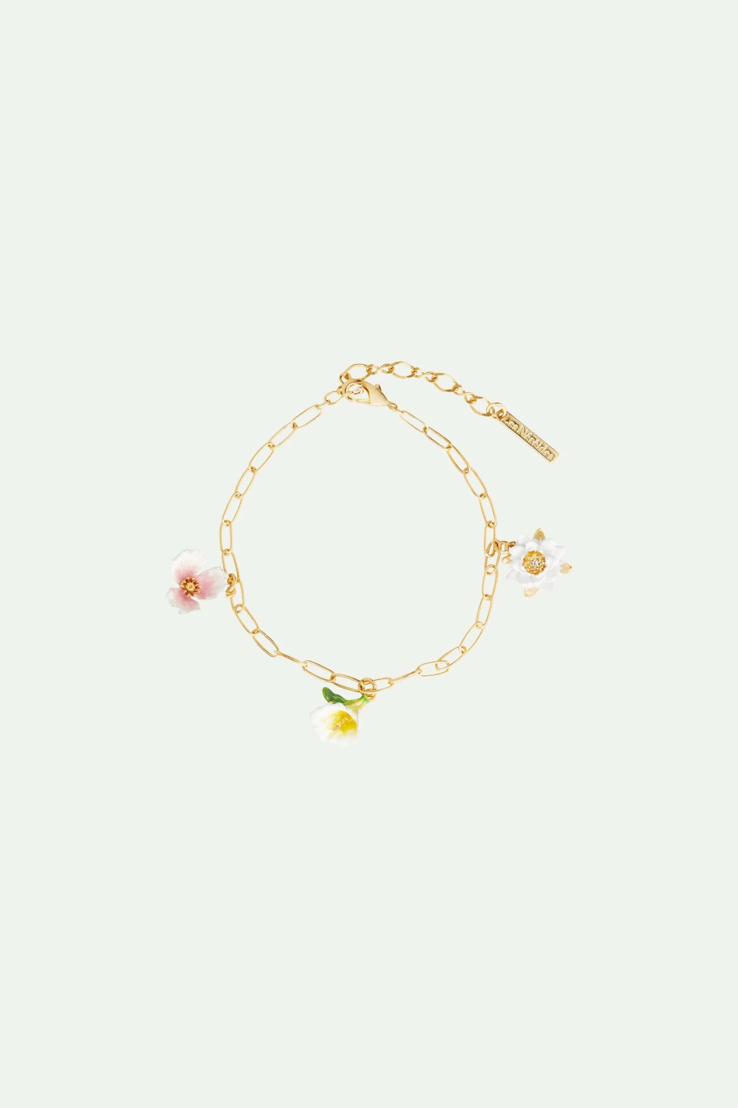Les Néréides Bracelet Maillons Dorés Et Pendentifs Fleurs 1 Les Néréides Bracelet Maillons Dorés Et Pendentifs Fleurs