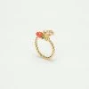 Les Néréides Bague Ajustable Fraise Des Bois Et Fleur Rose