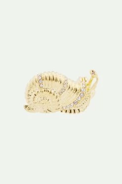 Les Néréides Broche Escargot Doré Et Cristaux Facettés