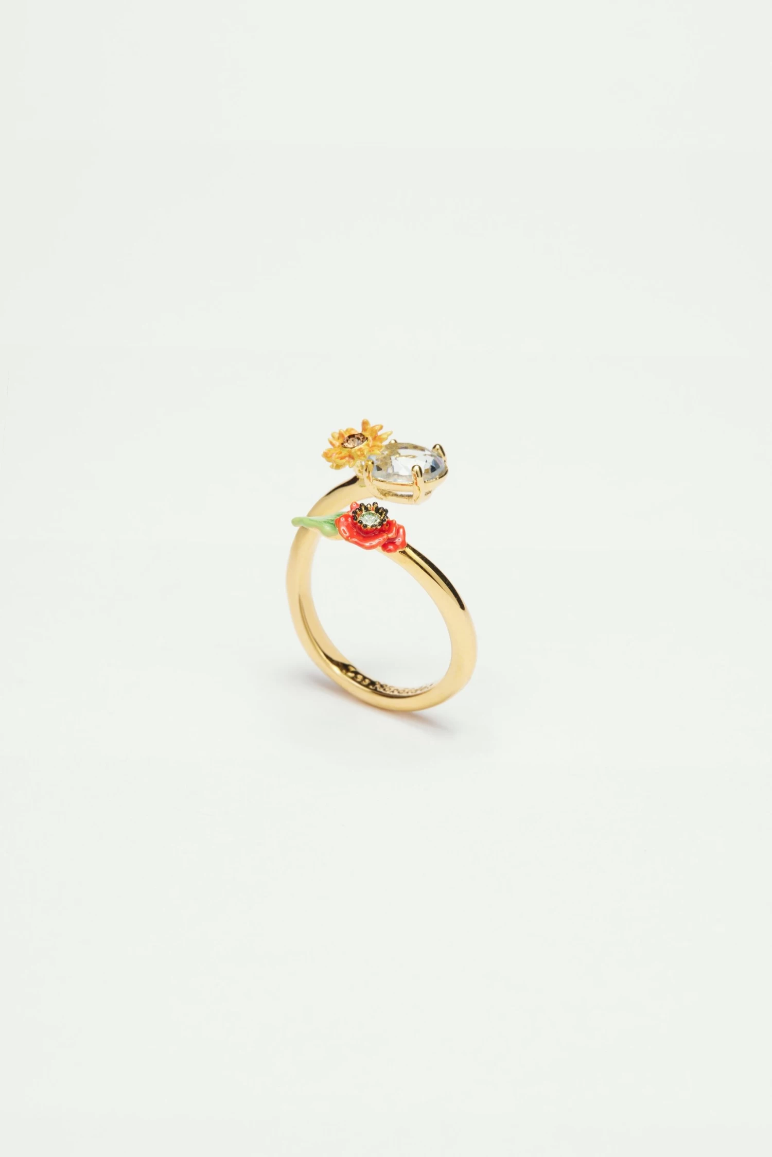 Les Néréides Bague Ajustable Fleurs Des Champs Et Pierre Ronde 1 Les Néréides Bague Ajustable Fleurs Des Champs Et Pierre Ronde