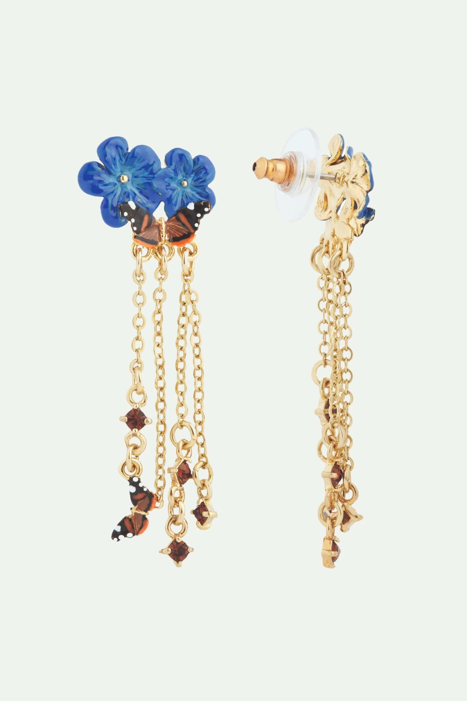 Les Néréides Boucles D'oreilles Pendantes Fleurs De Lin Bleu Et Papillons 2 Les Néréides Boucles D'oreilles Pendantes Fleurs De Lin Bleu Et Papillons – Image 2