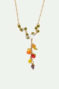 Les Néréides Collier Pendentif Amphore, Feuilles De Vigne Et Fruits