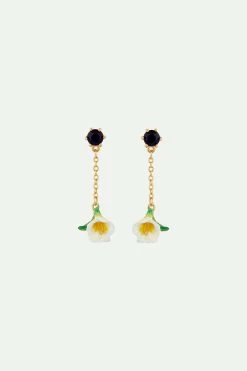 Les Néréides Boucles D'oreilles Pendantes Arum Et Pierre Bleue