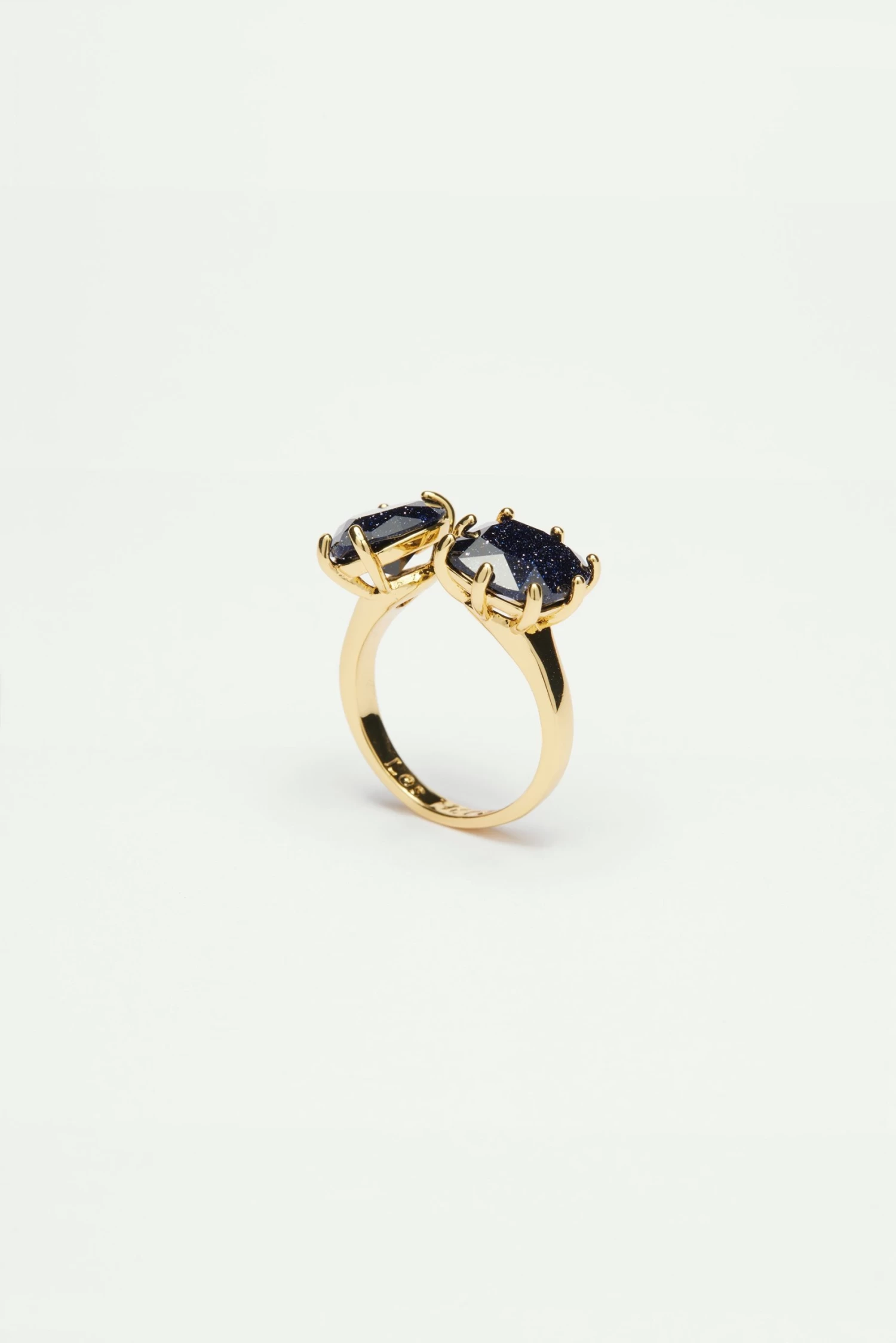 Les Néréides Bague Ajustable Toi Et Moi Pierres Cœur Et Carré La Diamantine Bleu Nuit Pailleté 1 Les Néréides Bague Ajustable Toi Et Moi Pierres Cœur Et Carré La Diamantine Bleu Nuit Pailleté