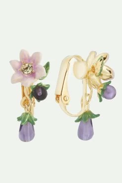 Les Néréides Boucles D'oreilles Pendantes Tiges Aubergines Et Fleur -Les Néréides fr d0667ddc ff51 4a09 90ad 4a7e8c8fc696
