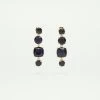Les Néréides Boucles D'oreilles 4 Pierres La Diamantine Bleu Nuit Pailleté