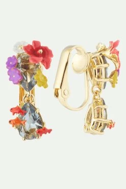 Les Néréides Boucles D'oreilles Tiges Double Pierres, Fleurs Et Carpes Koï -Les Néréides fr d82695fe 39d4 4ba1 95f3 7e2d73e40ab2