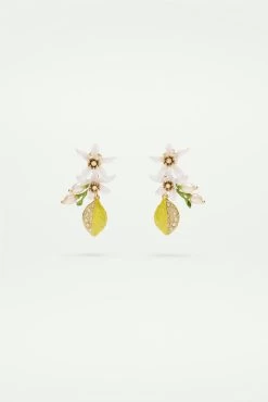 Les Néréides Boucles D'oreilles Demi Citron Et Fleurs De Citronnier