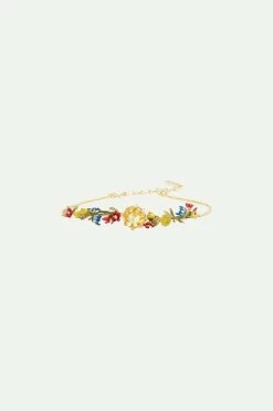 Les Néréides Bracelet Fin Fleurs D'automne Et Pierre Ronde