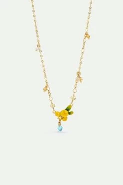 Les Néréides Collier Pendentif Fleur De Mimosa Et Petites Perles