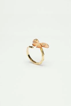 Les Néréides Bague Ajustable Papillon émaillé Et Pierres En Verre Taillé