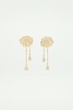 Les Néréides Boucles D'oreilles Deux En Un Fil D'or