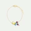 Les Néréides Bracelet Fin Fleur Bleue Et Papillon Jaune