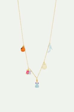 N2 By Les Néréides Collier Pendentif Citrouille, Souris Et Bobine De Fil, Cendrillon, Horloge Et Soulier
