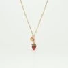 Les Néréides Collier Pendentif Fraise Des Bois Et Fleur Rose
