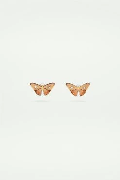 Les Néréides Boucles D'oreilles Tiges Papillon émaillé Et Pierres