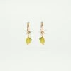 Les Néréides Boucles D'oreilles Dormeuses Citron Et Fleur Blanche