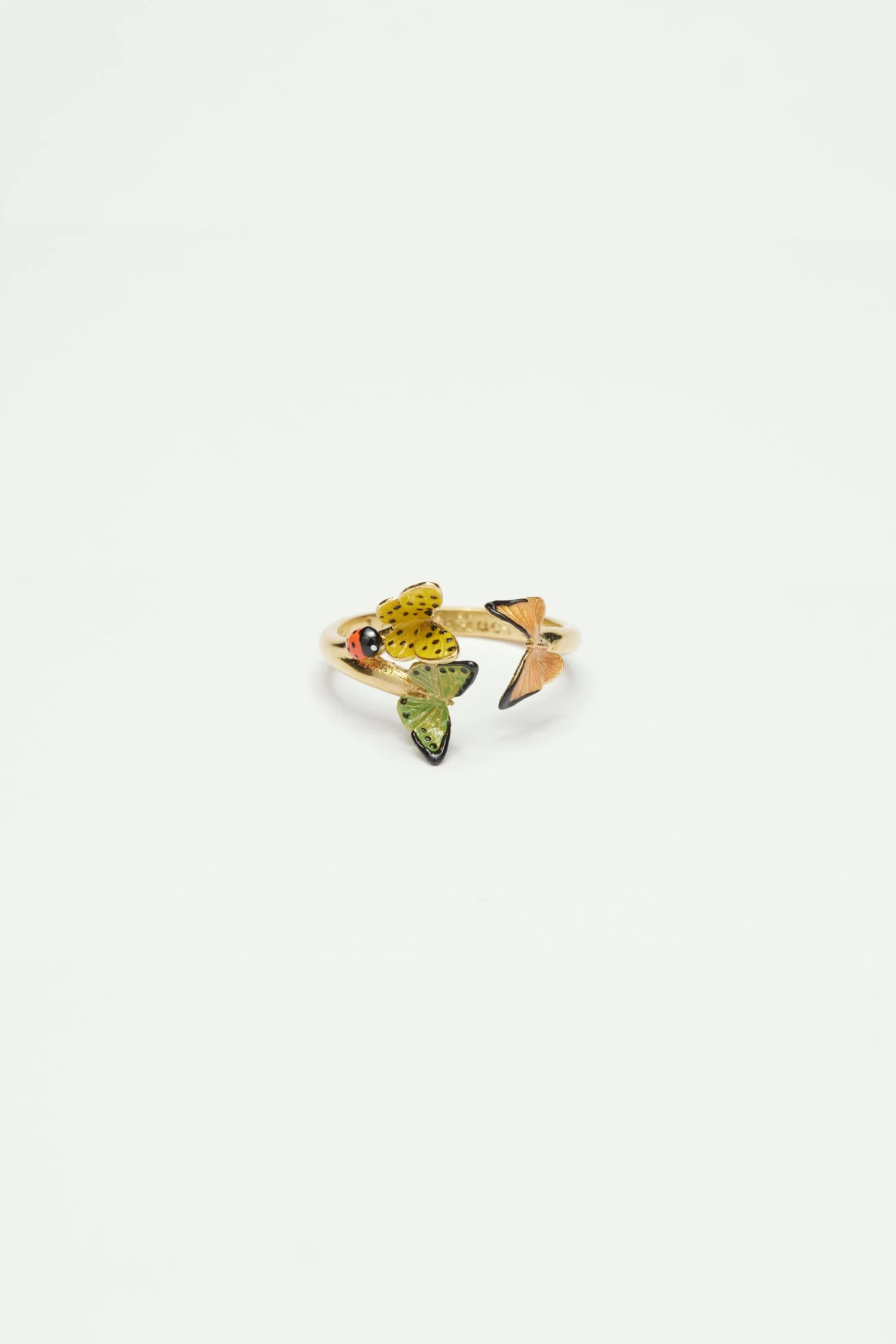 Les Néréides Bague Ajustable Papillons Colorés Et Cocinelle émaillés 3 Les Néréides Bague Ajustable Papillons Colorés Et Cocinelle émaillés – Image 3