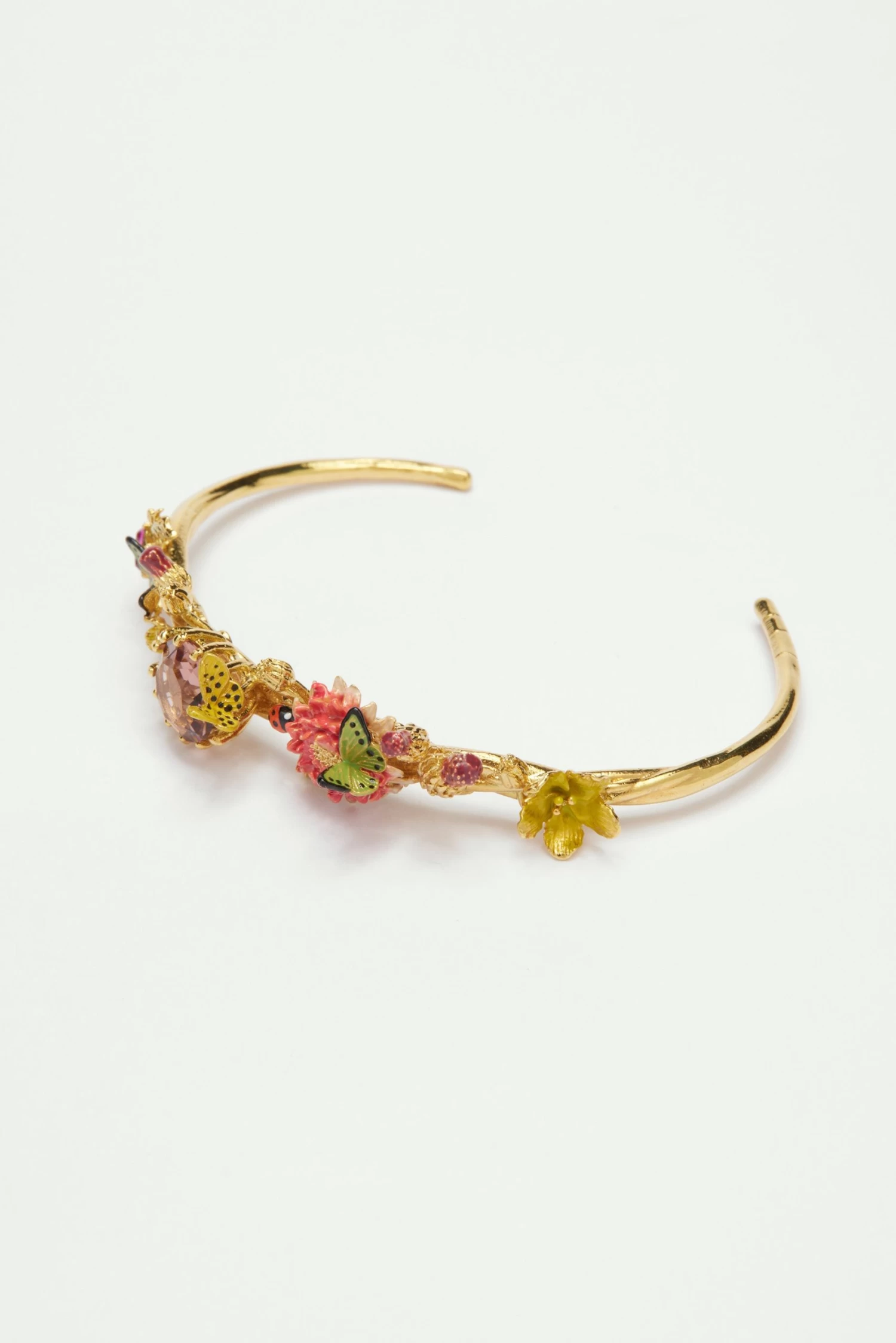 Les Néréides Bracelet Jonc Champs De Papillons, Fleurs Et Pierre Ronde 6 Les Néréides Bracelet Jonc Champs De Papillons, Fleurs Et Pierre Ronde – Image 6