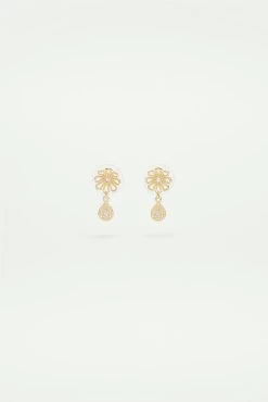 Les Néréides Boucles D'oreilles Fleur Fil D'or