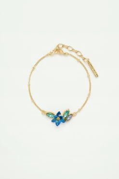 Les Néréides Bracelet Fin Iris De Sibérie Et Verre Facetté