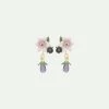 Les Néréides Boucles D'oreilles Pendantes Tiges Aubergines Et Fleur