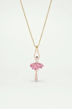 Les Néréides Pendentif Ballerine Et Bouquet De Fleurs Roses émaillées