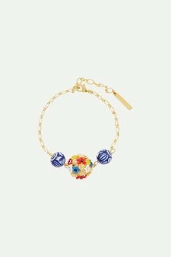 Les Néréides Bracelet Fin Bouquet De Fleurs Et Perle En Céramique