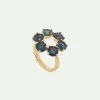 Les Néréides Bague Fine 6 Pierres Rondes La Diamantine Bleu Océan